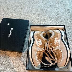 CHANEL Tan and White runners